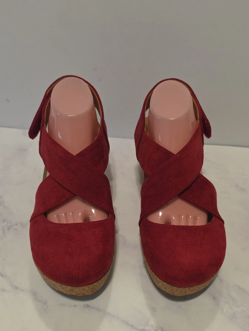 Corkys Women’s Red Suede Wedge Sandals
